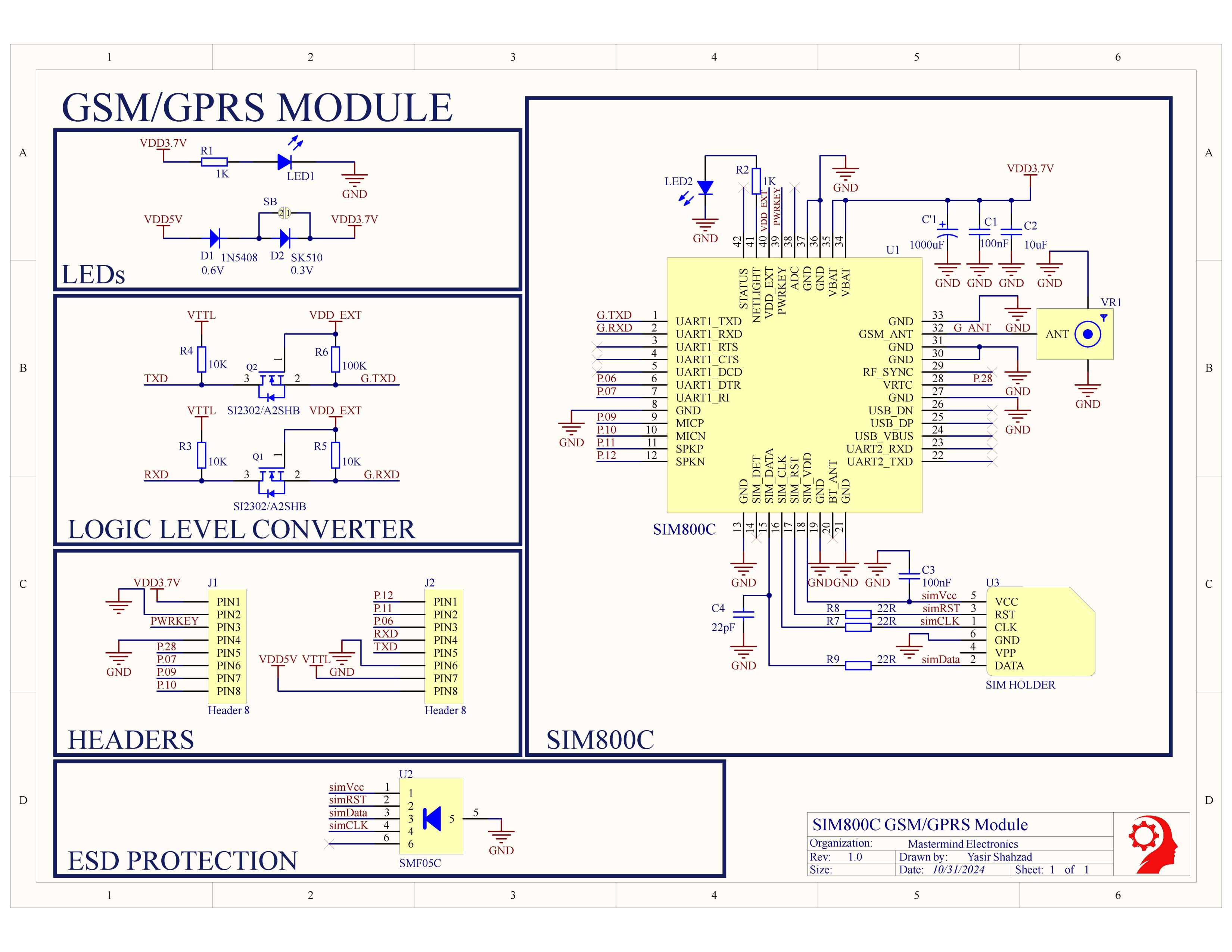 alt SIM800C Schematic Diagram